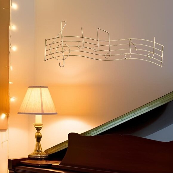 Goldtone Metal Music Note Wall Hanging Decor Treble Clef Jewelry Holder Singers - Picture 9 of 9